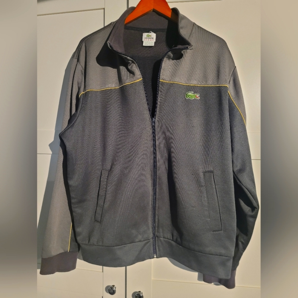 Lacoste Gray Hoodless Jacket with Athletic Style